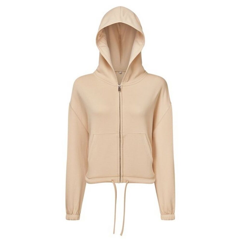 TriDri Womens/Ladies Recycled Cropped Oversized Full Zip Hoodie / Nude